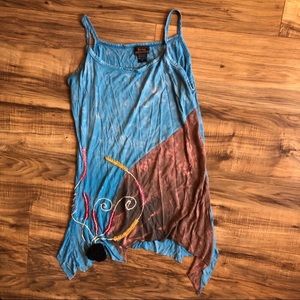 Blue Embroidered Tank Top • Size XL